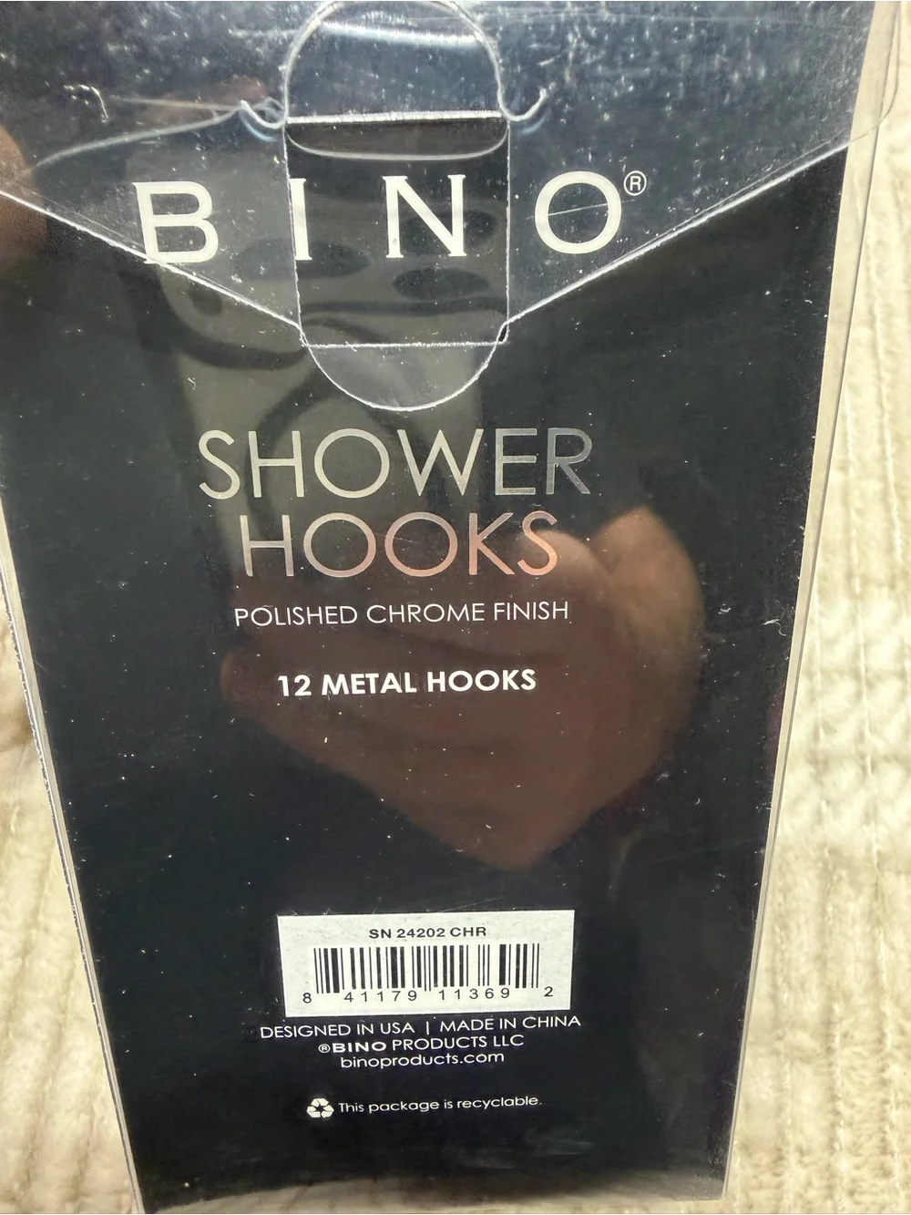 BINO Polished Chrome Shower Hooks - 12 Metal Hooks
